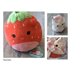 Squishmallows Strawberry Milk Scarlet & Amelie 8" Flip Plush NEW Valentines Day